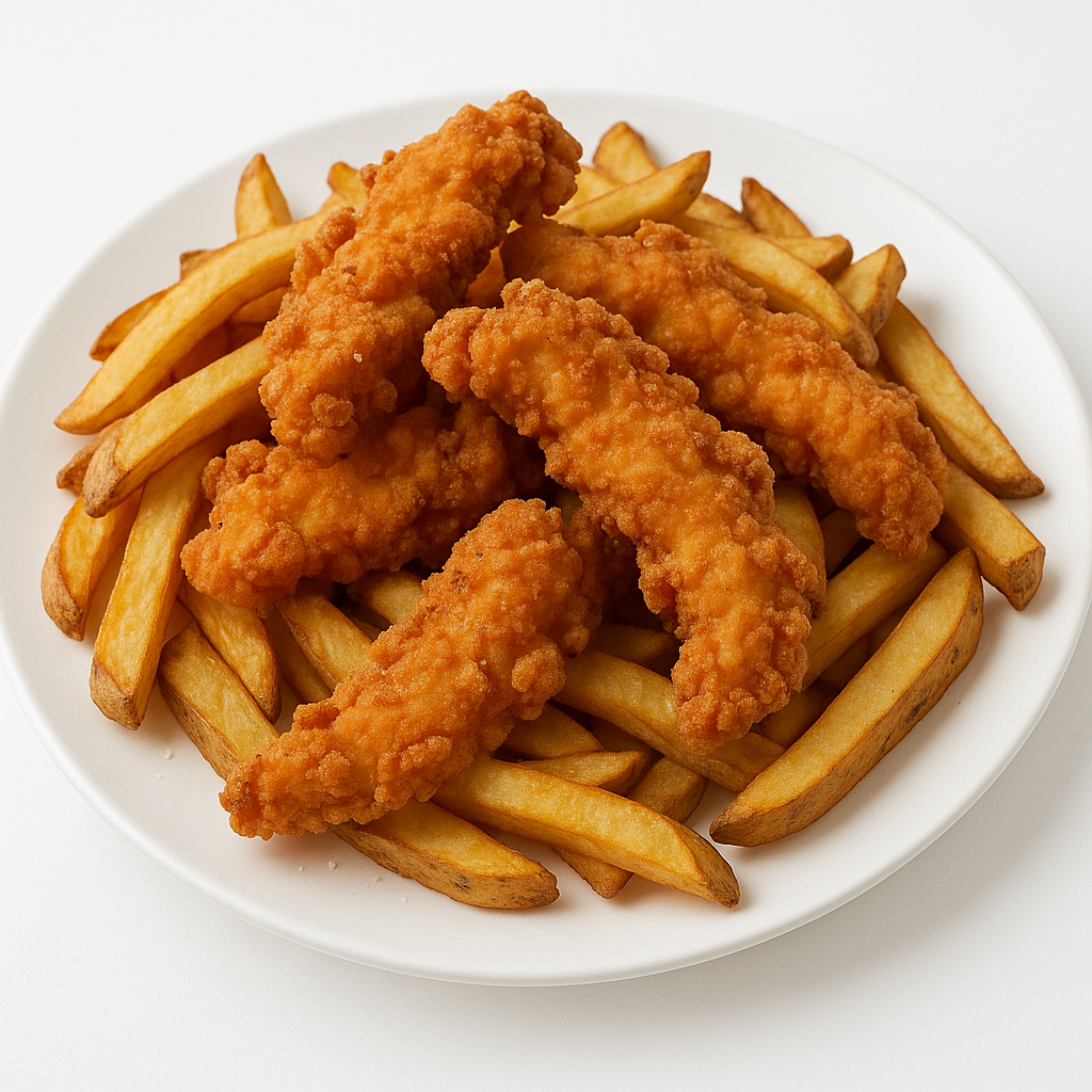Crispy Chicken Fingers with fries